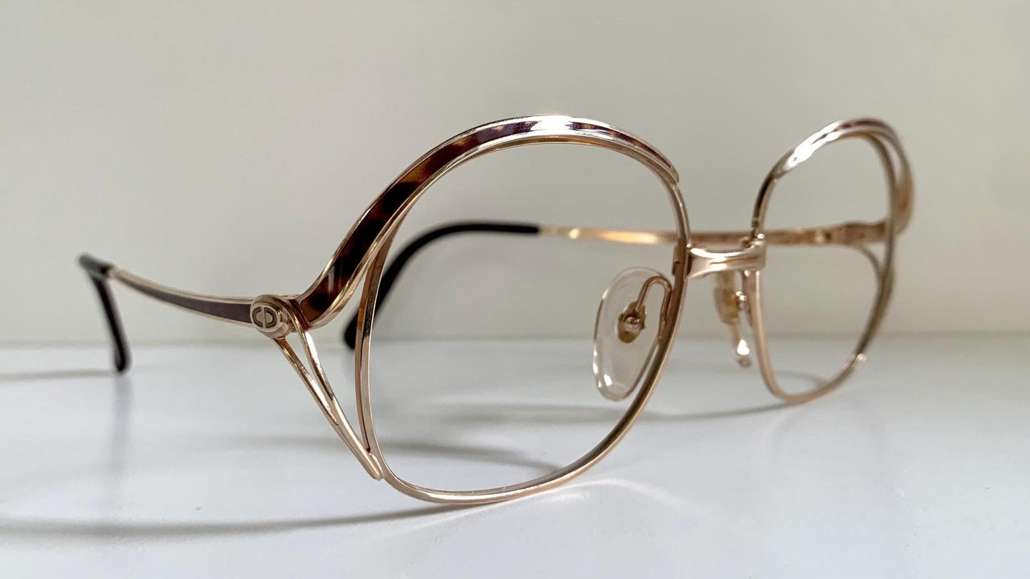 Christian Dior vintage glasses - 2145 gold and brown oversized frames