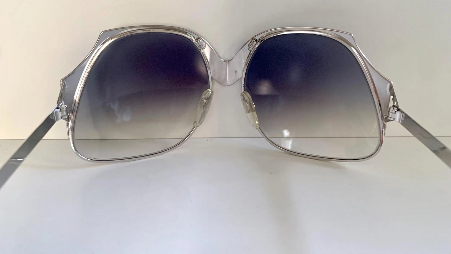 Luxottica 70s XL oversized sunglasses - silver frames