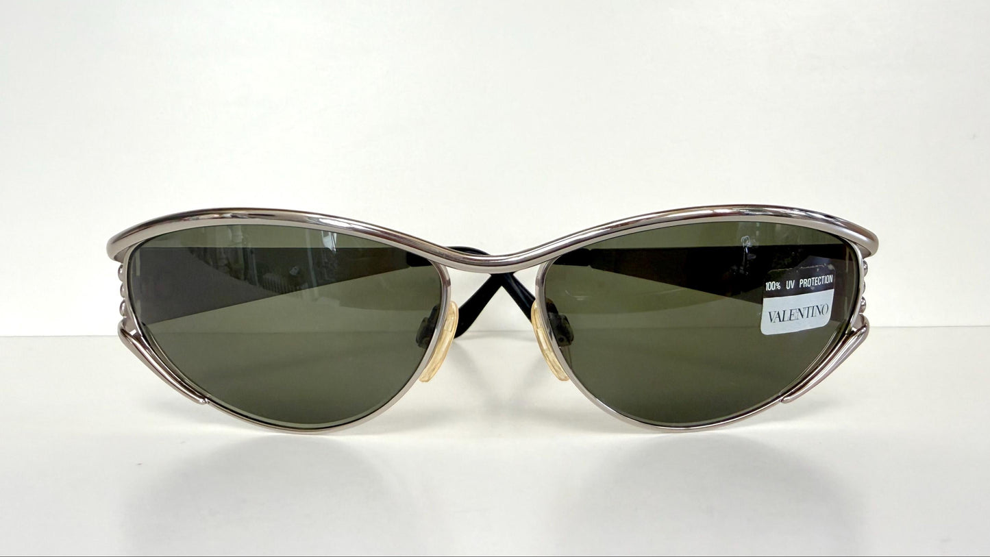 Valentino 90s vintage sunglasses - oval silver metal frames