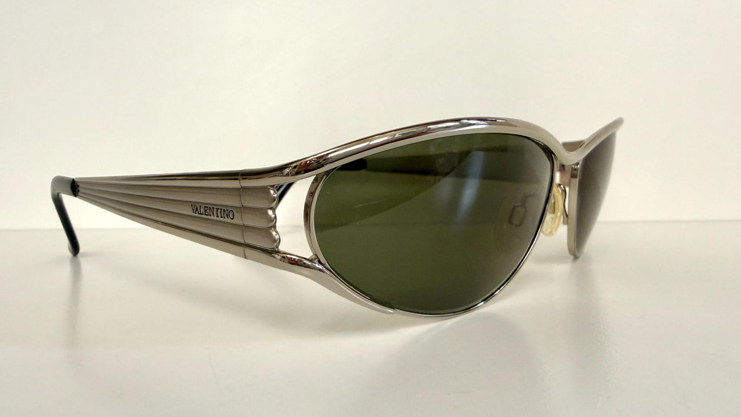 Valentino 90s vintage sunglasses - oval silver metal frames