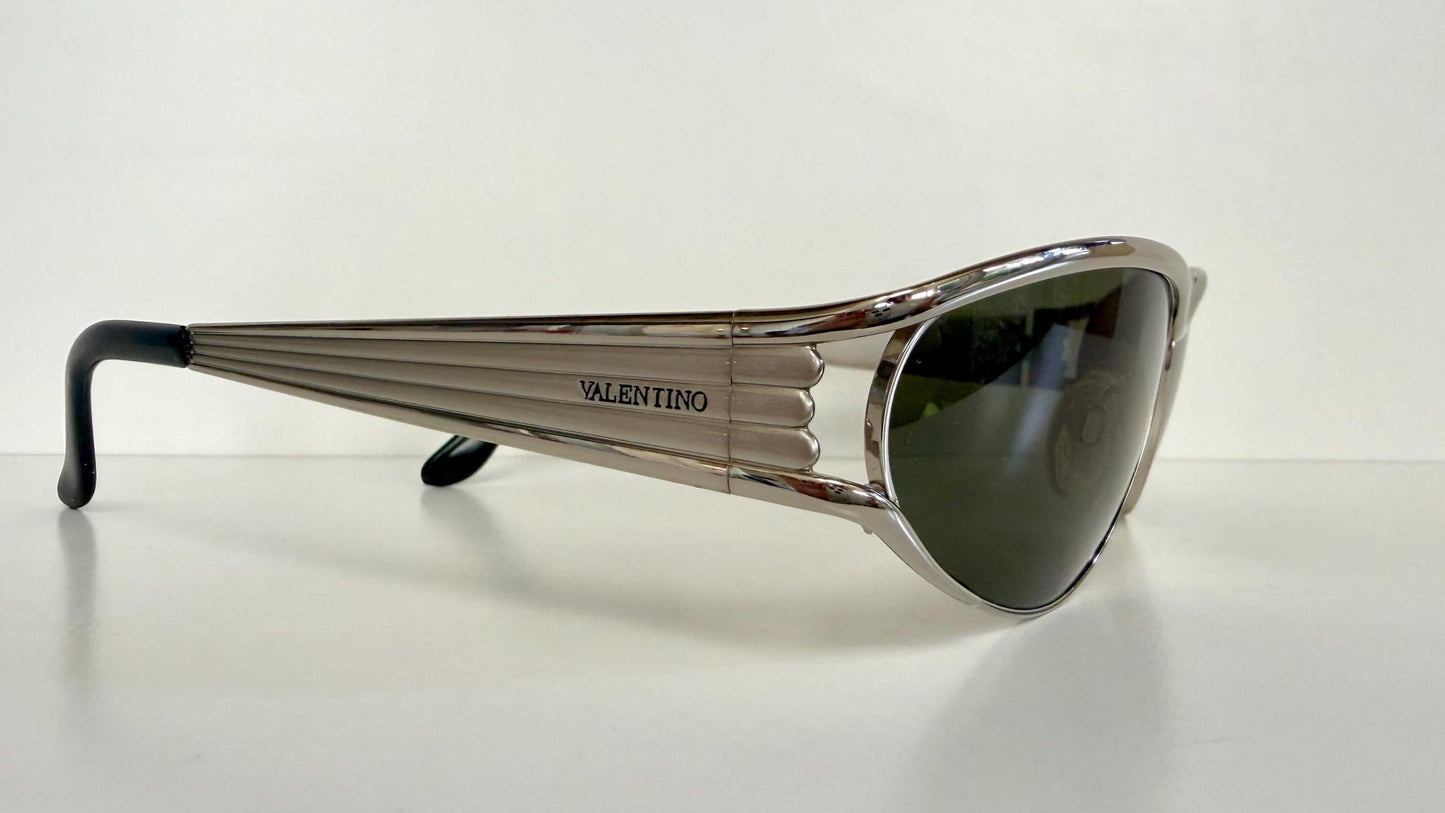 Valentino 90s vintage sunglasses - oval silver metal frames