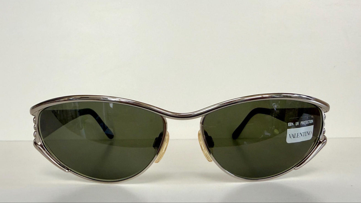 Valentino 90s vintage sunglasses - oval silver metal frames