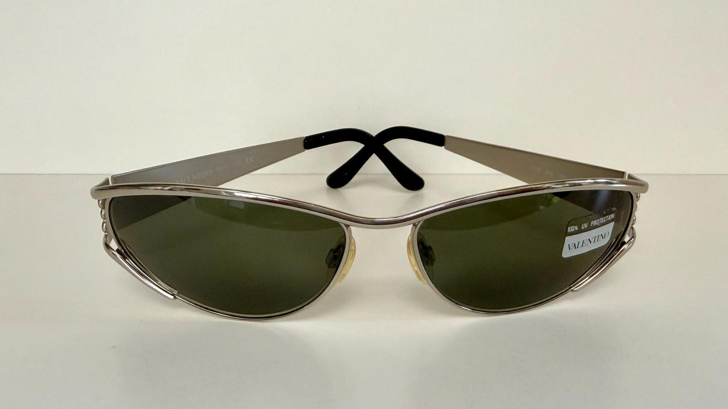 Valentino 90s vintage sunglasses - oval silver metal frames