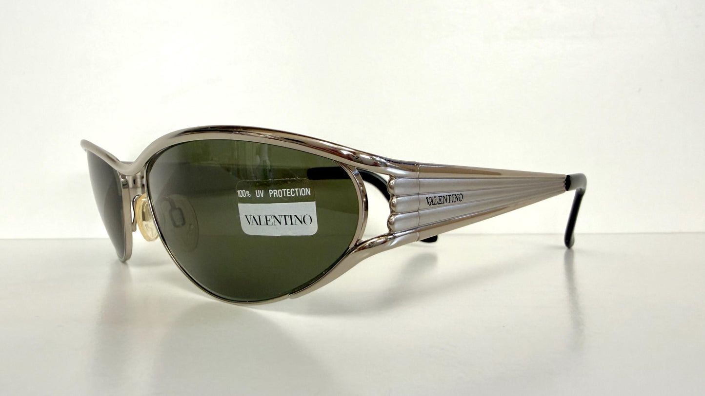 Valentino 90s vintage sunglasses - oval silver metal frames