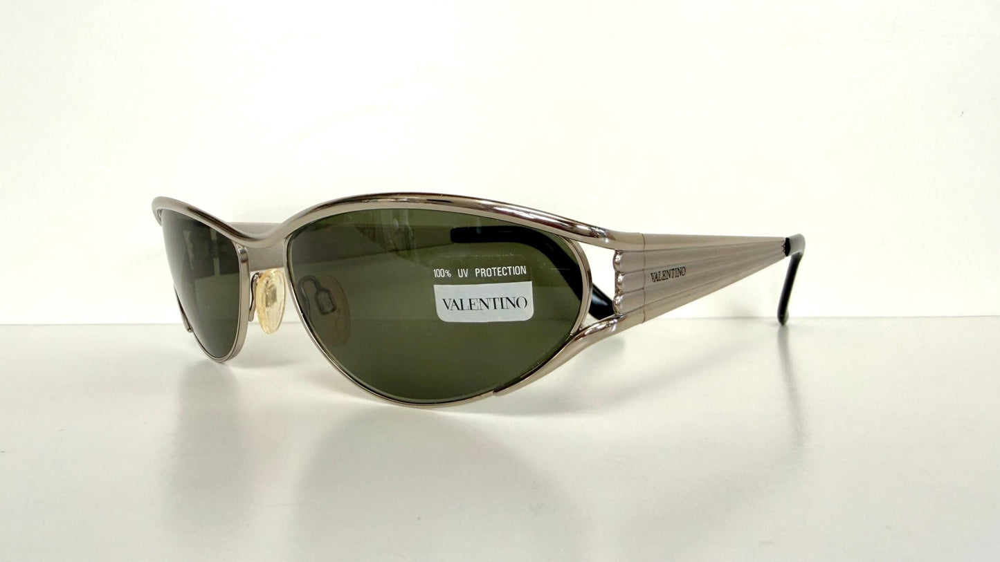 Valentino 90s vintage sunglasses - oval silver metal frames