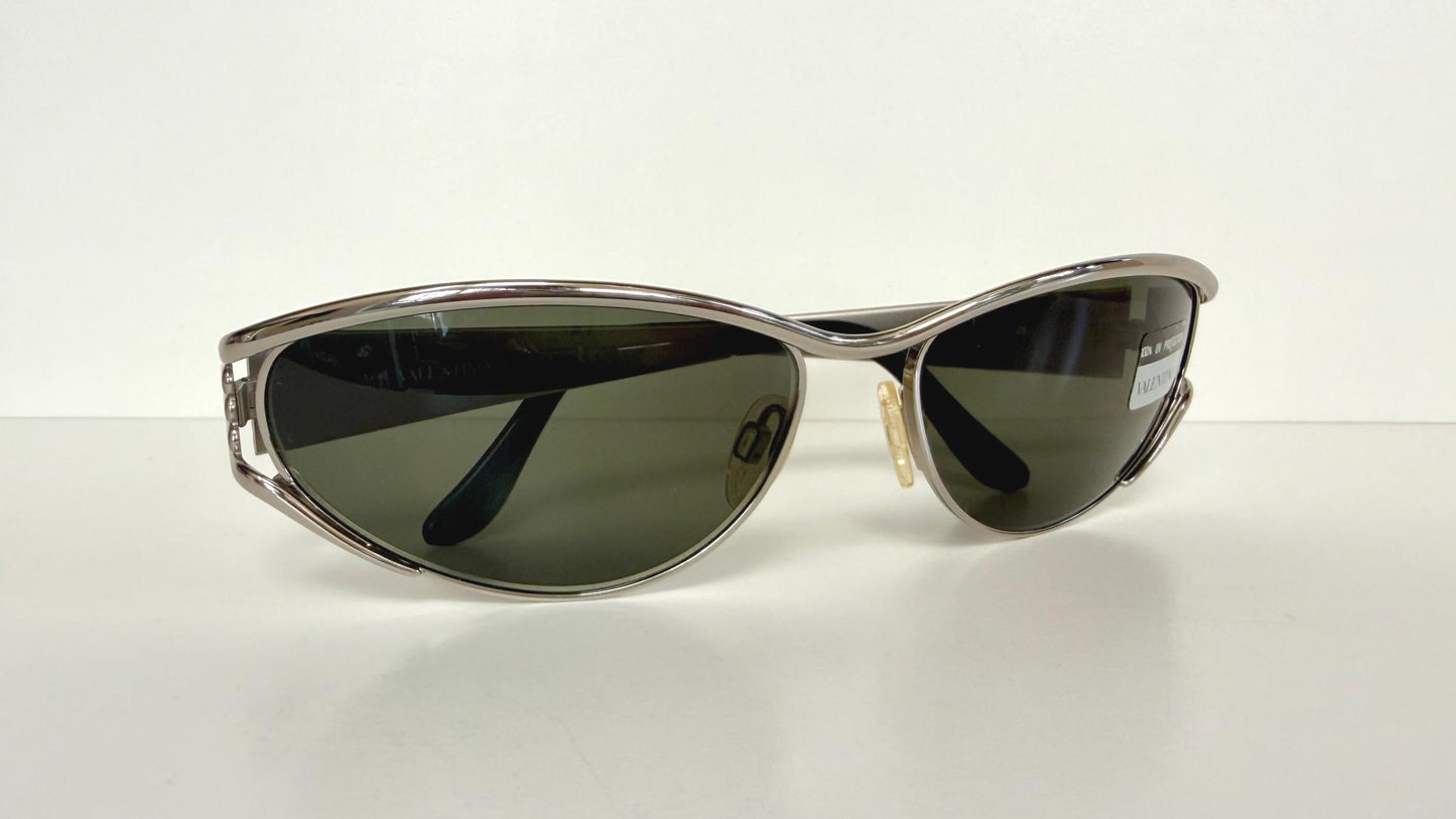 Valentino 90s vintage sunglasses - oval silver metal frames