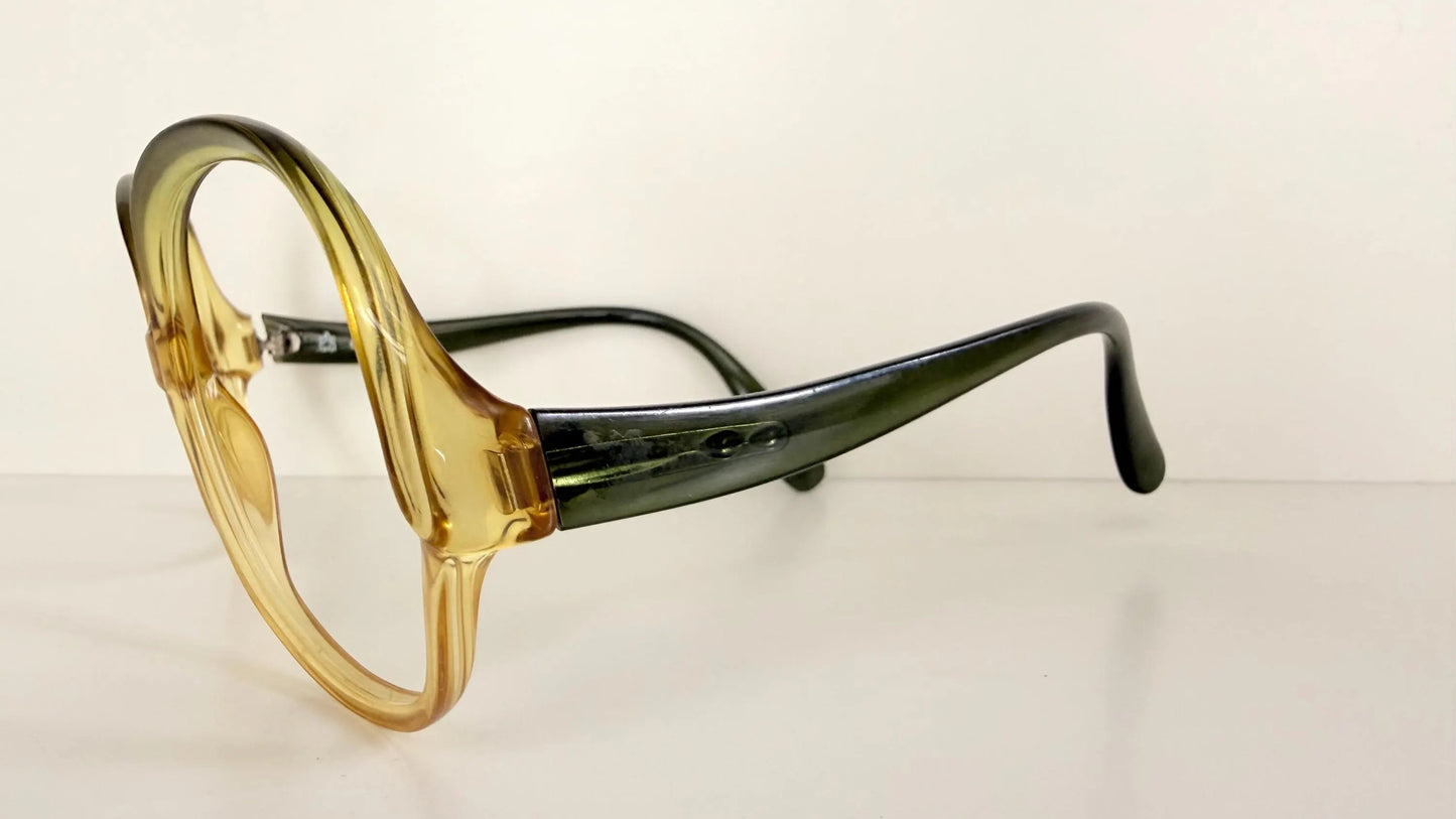 Vintage 70s XL glasses - Optyl 3502 green and yellow frames