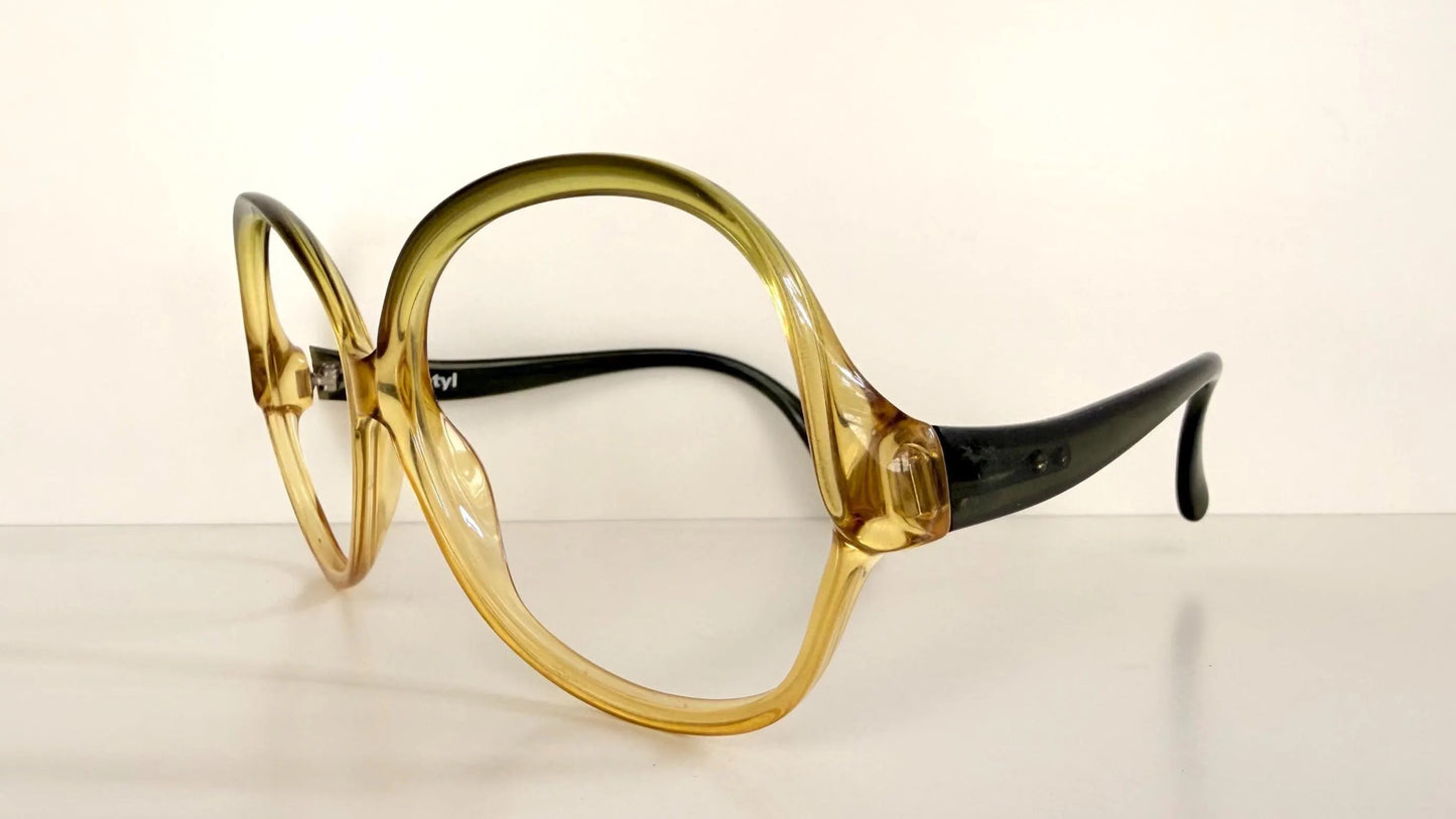 Vintage 70s XL glasses - Optyl 3502 green and yellow frames