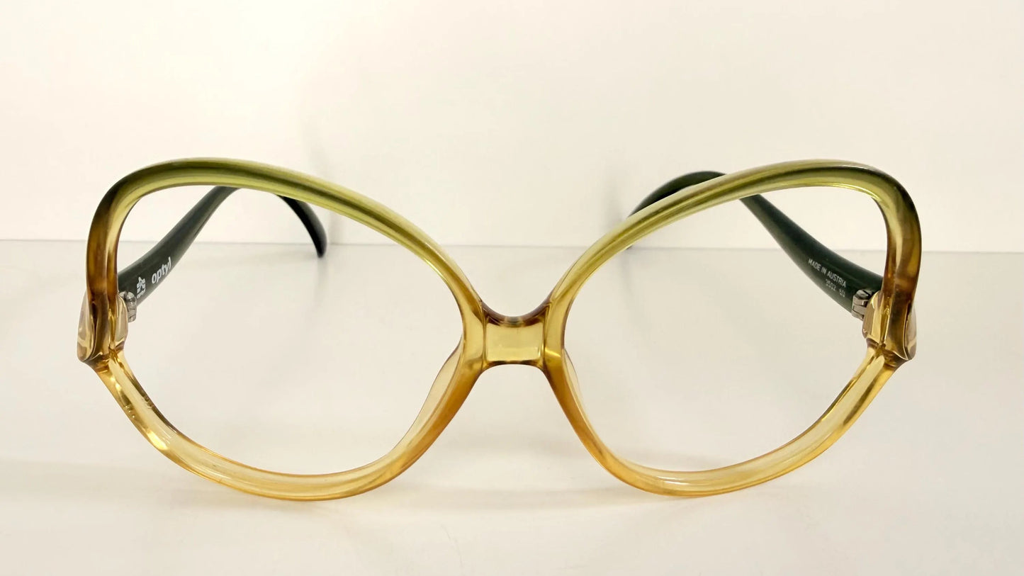 Vintage 70s XL glasses - Optyl 3502 green and yellow frames