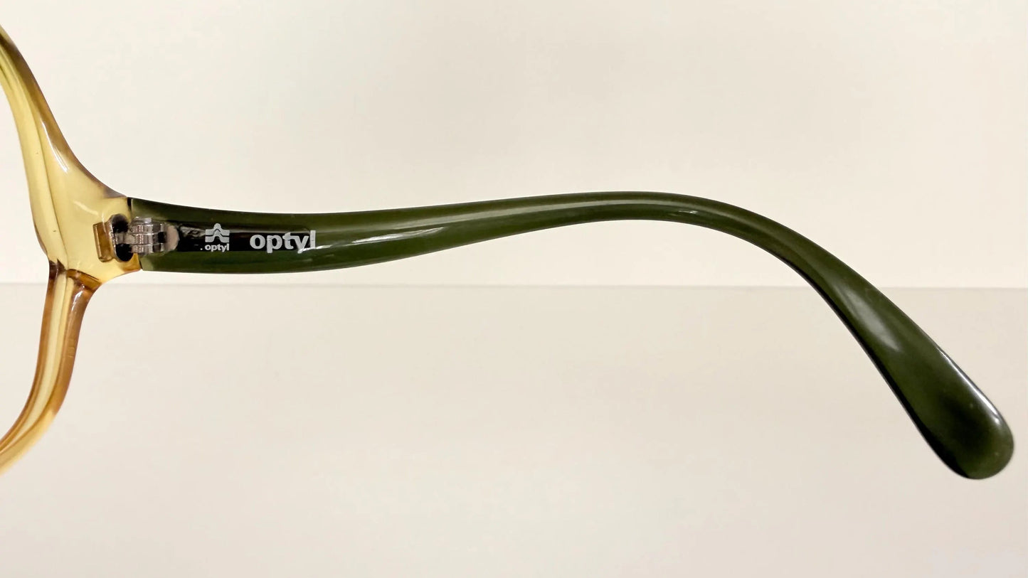 Vintage 70s XL glasses - Optyl 3502 green and yellow frames
