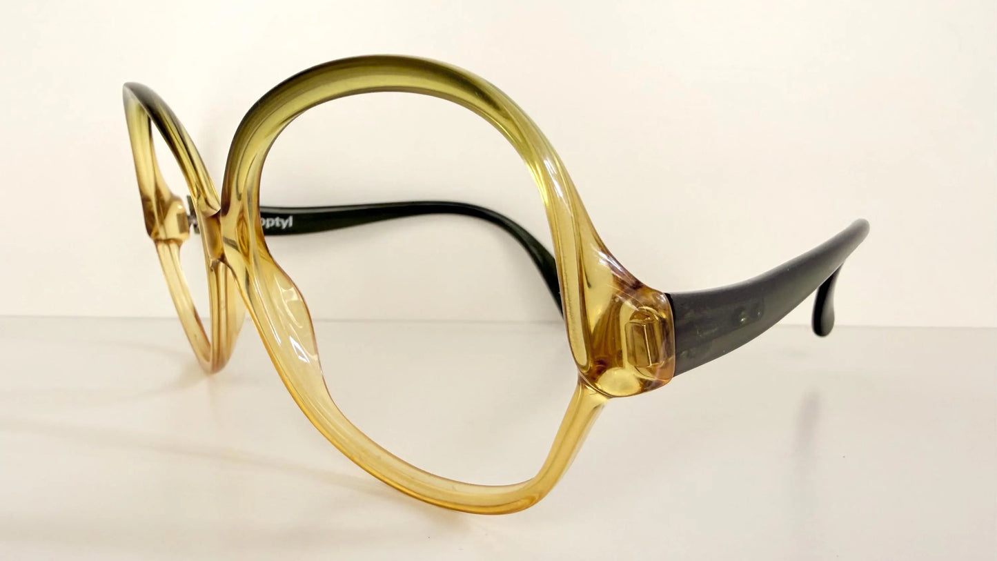 Vintage 70s XL glasses - Optyl 3502 green and yellow frames