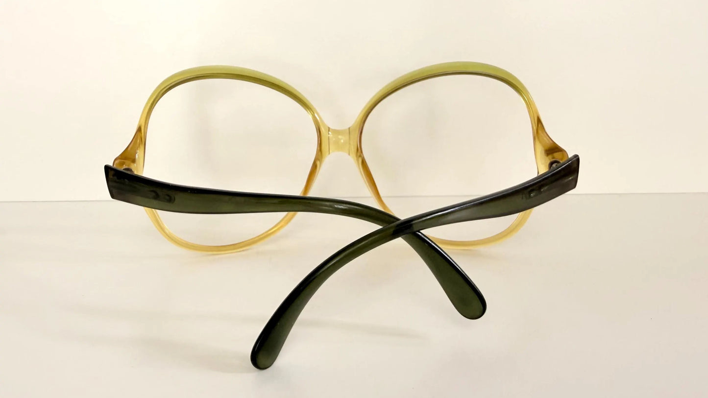 Vintage 70s XL glasses - Optyl 3502 green and yellow frames