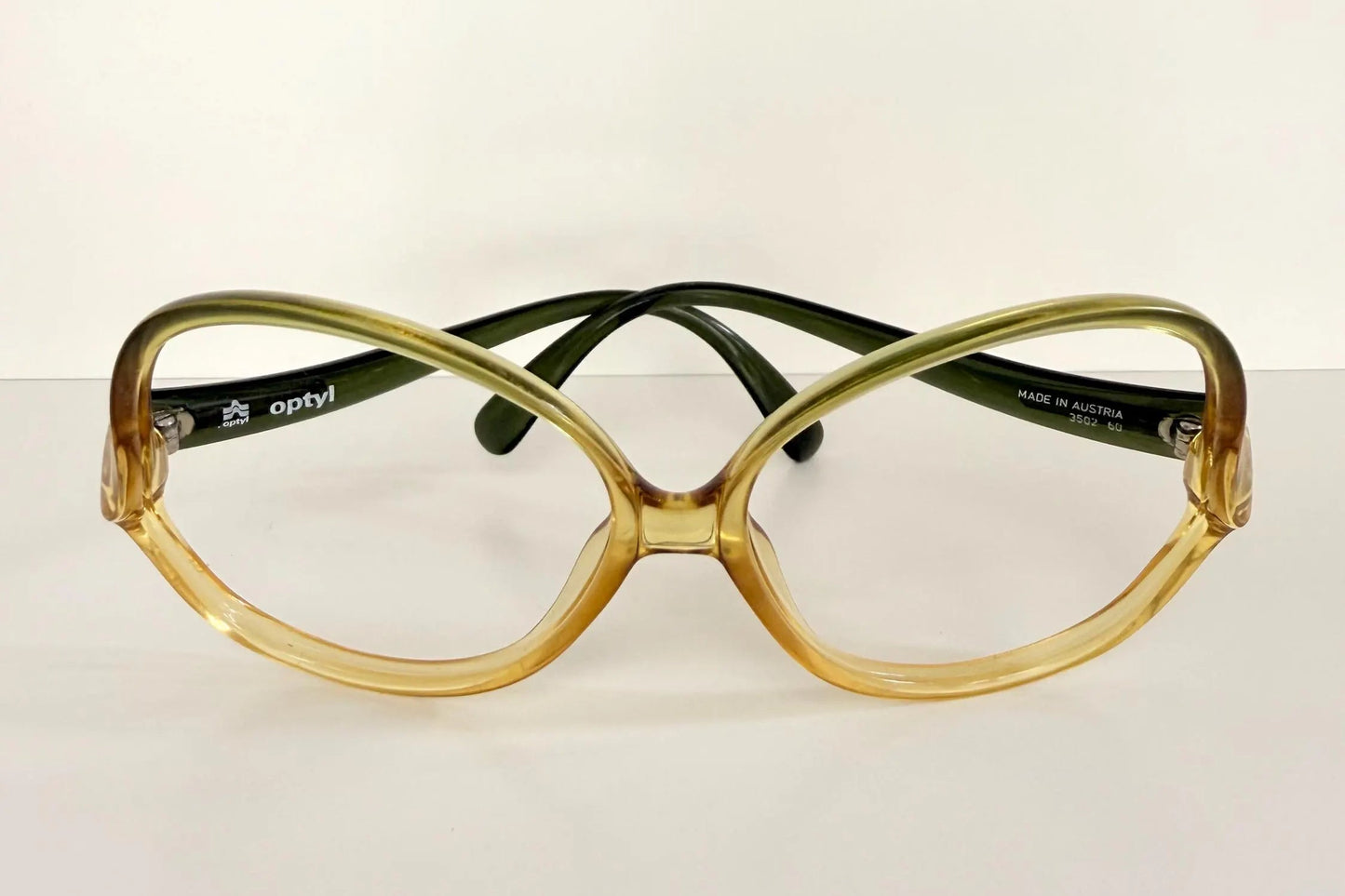 Vintage 70s XL glasses - Optyl 3502 green and yellow frames