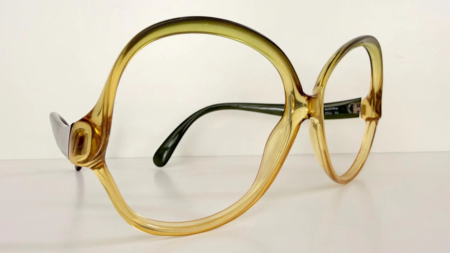 Vintage 70s XL glasses - Optyl 3502 green and yellow frames