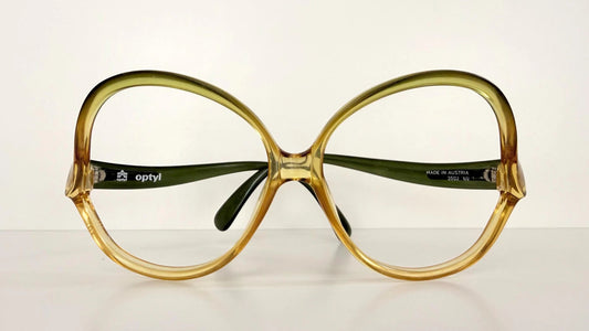 Vintage 70s XL glasses - Optyl 3502 green and yellow frames