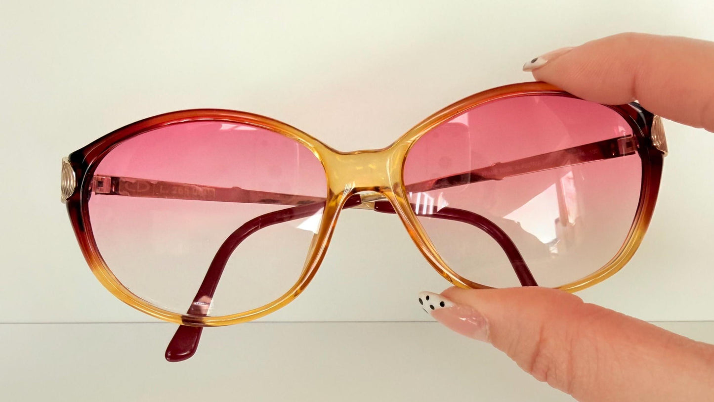 Sunglasses Christian Dior vintage 80s - 2430 pink and gold frame