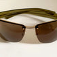 Gucci 00s vintage sunglasses - shield brown and green frame with Gucci logos