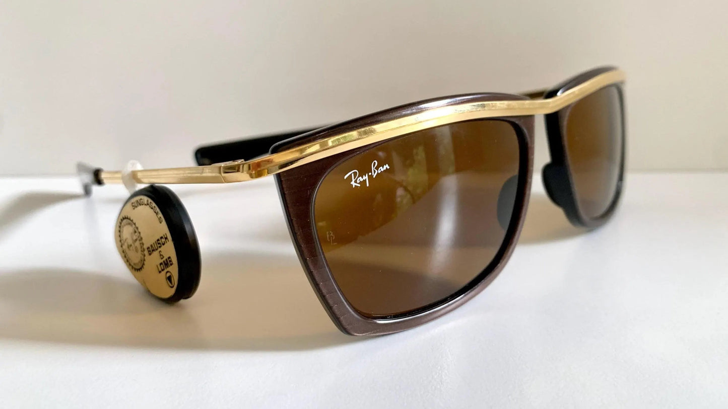 Vintage Ray Ban USA B&L Olympian II 80s Sunglasses – Gold Brown Frame, NewOldStock