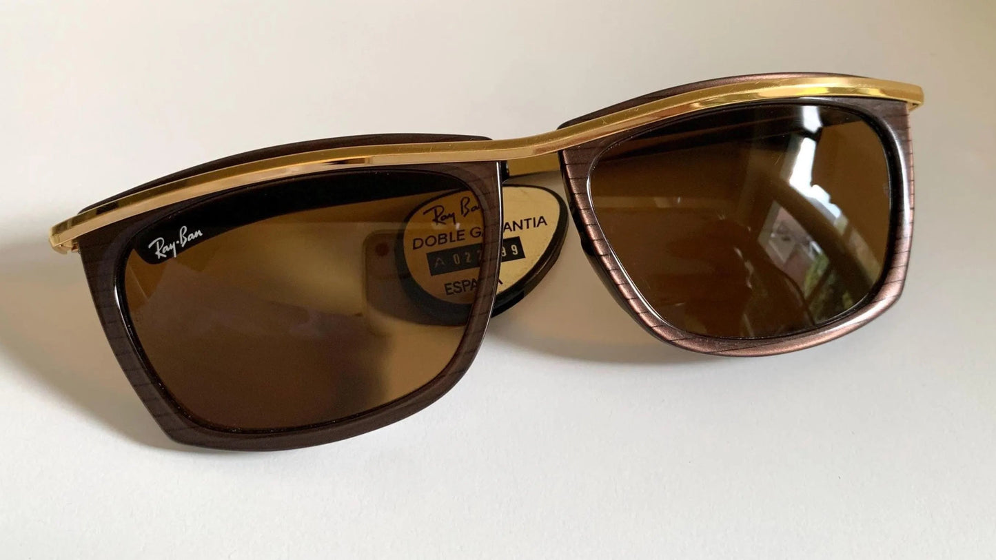 Vintage Ray Ban USA B&L Olympian II 80s Sunglasses – Gold Brown Frame, NewOldStock