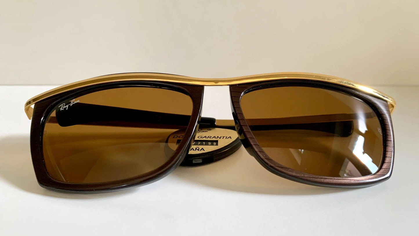 Vintage Ray Ban USA B&L Olympian II 80s Sunglasses – Gold Brown Frame, NewOldStock