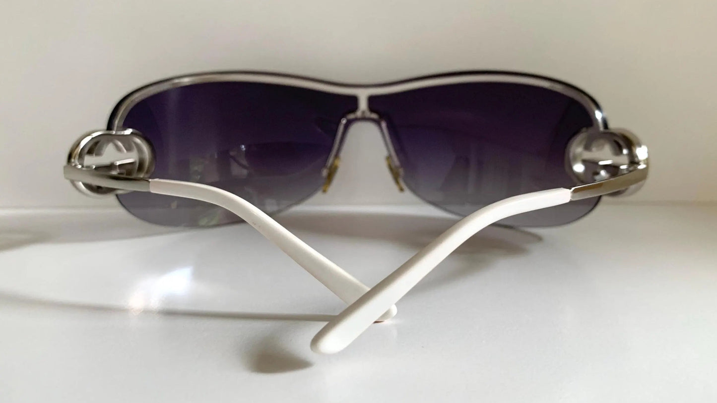 Gucci 90s vintage sunglasses - brown wrap frame with GG logos