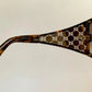 Gucci Vintage-Sonnenbrille aus den 90ern – brauner Wrap-Rahmen mit Strass-Horsebit-Logo