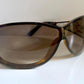 Gucci Vintage-Sonnenbrille aus den 90ern – brauner Wrap-Rahmen mit Strass-Horsebit-Logo
