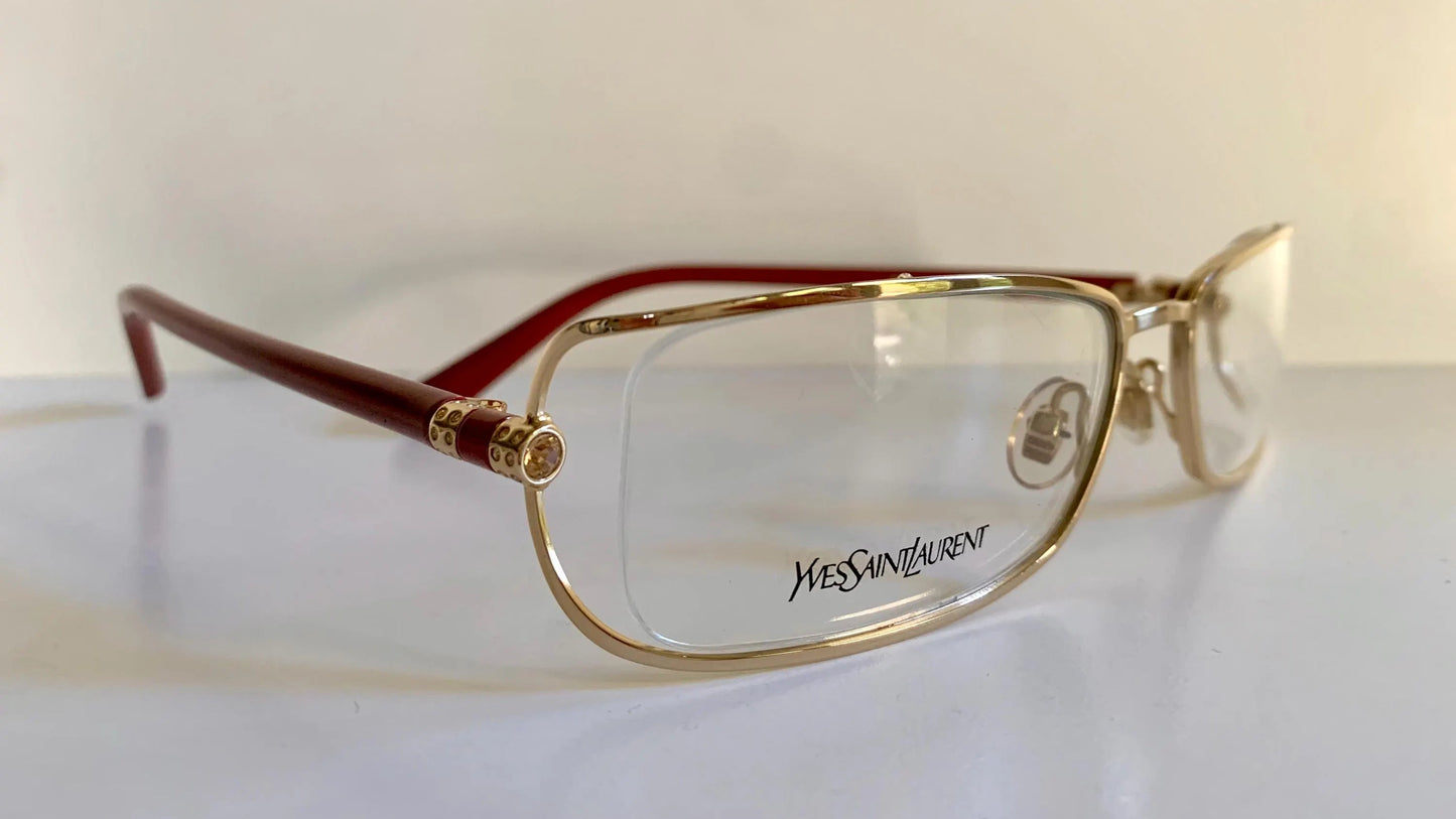 Yves Saint Laurent vintage glasses - YSL 80s golden frames with strass