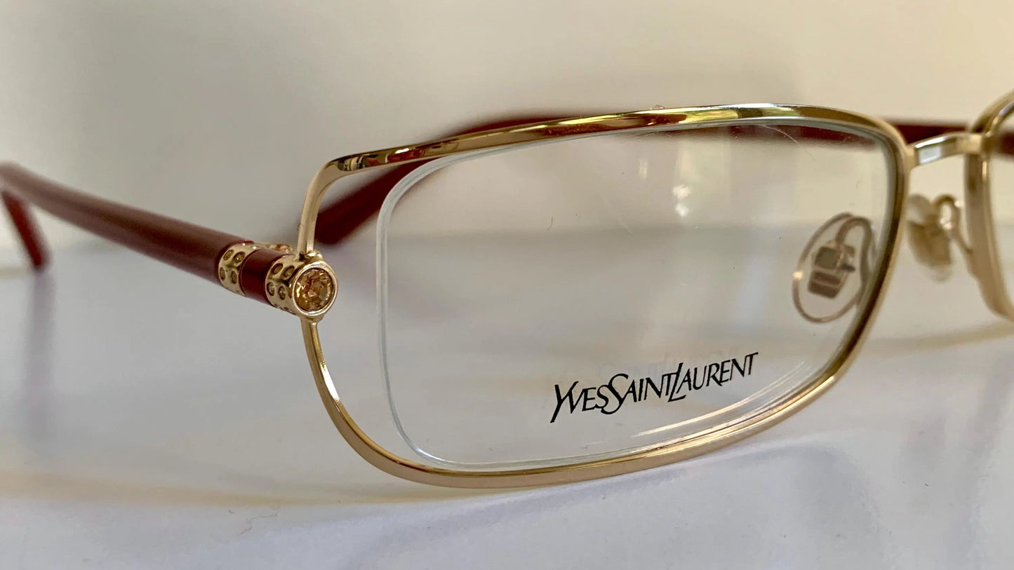 Yves Saint Laurent vintage glasses - YSL 80s golden frames with strass