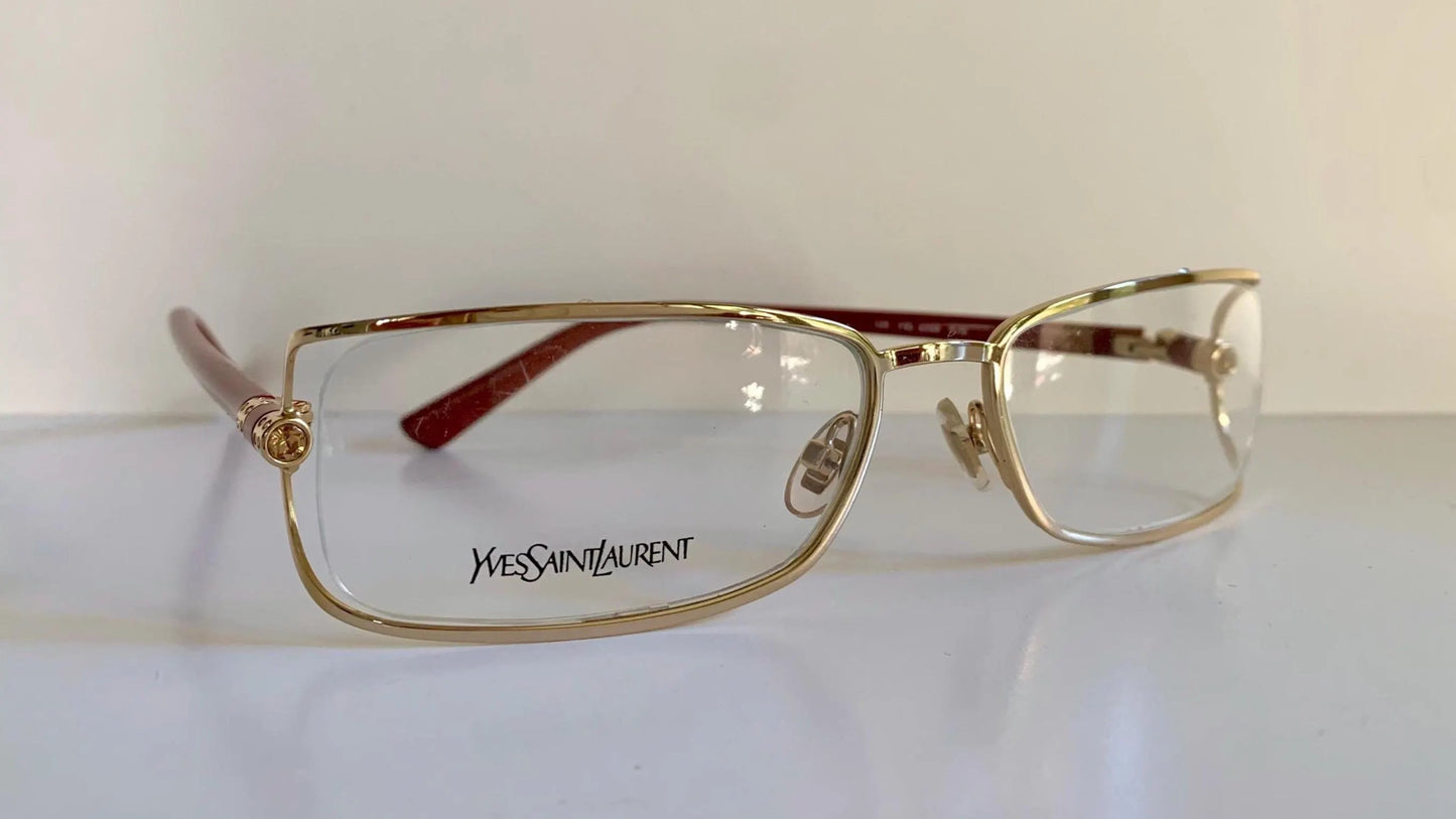 Yves Saint Laurent vintage glasses - YSL 80s golden frames with strass