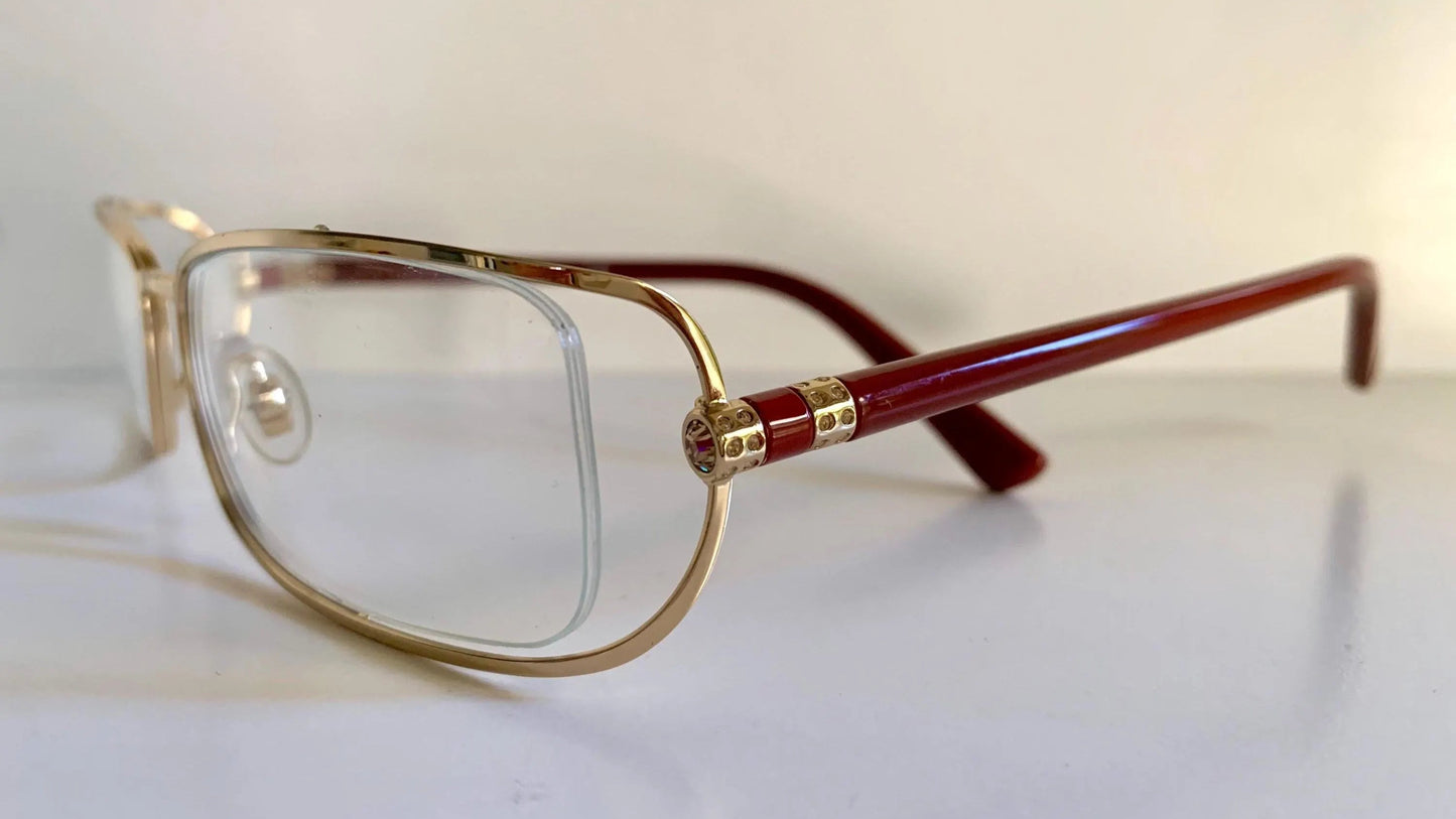 Yves Saint Laurent vintage glasses - YSL 80s golden frames with strass