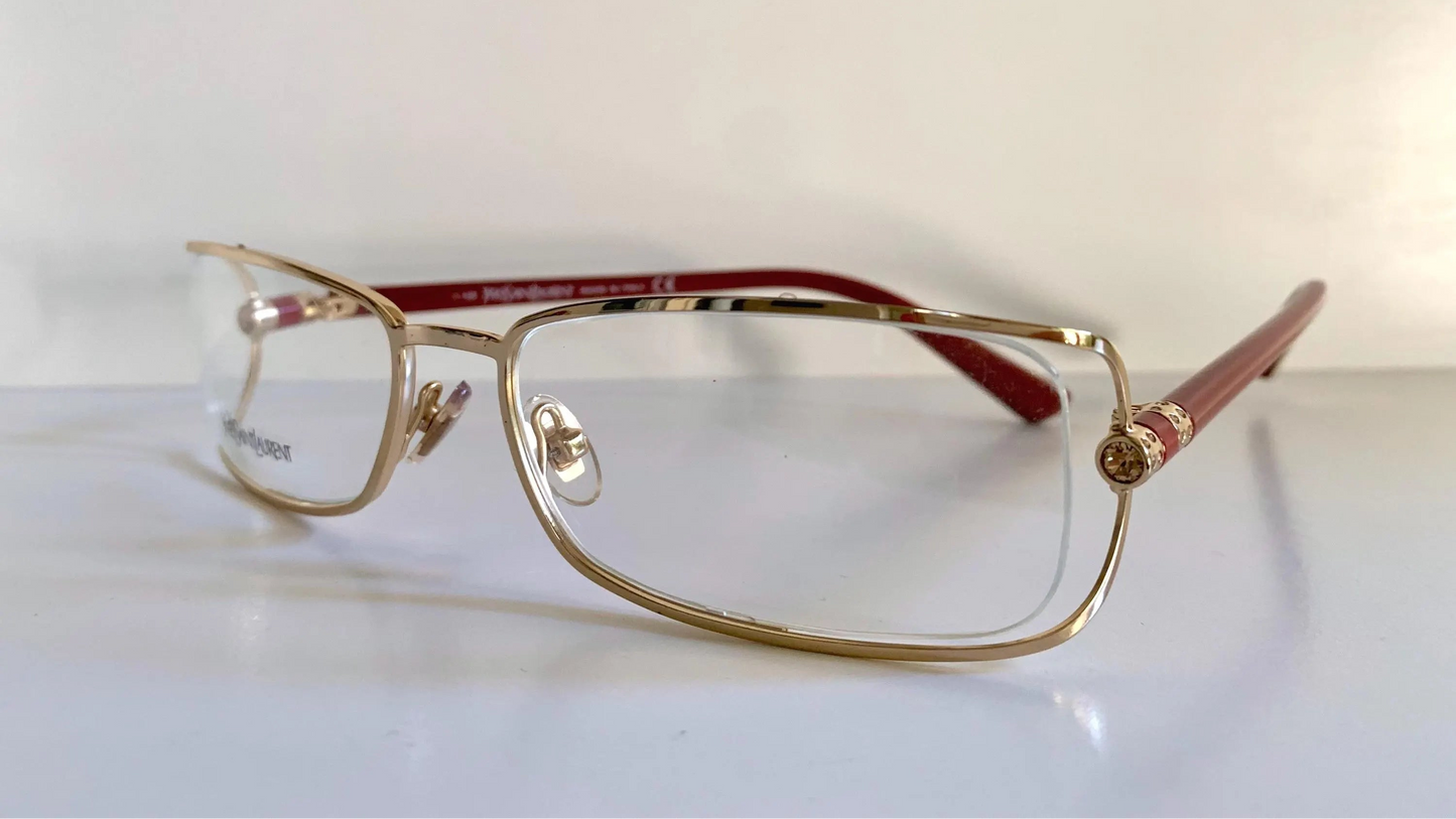 Yves Saint Laurent vintage glasses - YSL 80s golden frames with strass