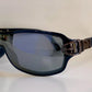 Gucci 90s vintage sunglasses - blue mirrored shield frame with buckle logos