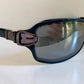 Gucci 90s vintage sunglasses - blue mirrored shield frame with buckle logos