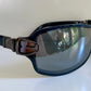 Gucci 90s vintage sunglasses - blue mirrored shield frame with buckle logos