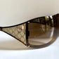Gucci Vintage-Sonnenbrille aus den 90ern – brauner Wrap-Rahmen mit Strass-Horsebit-Logo