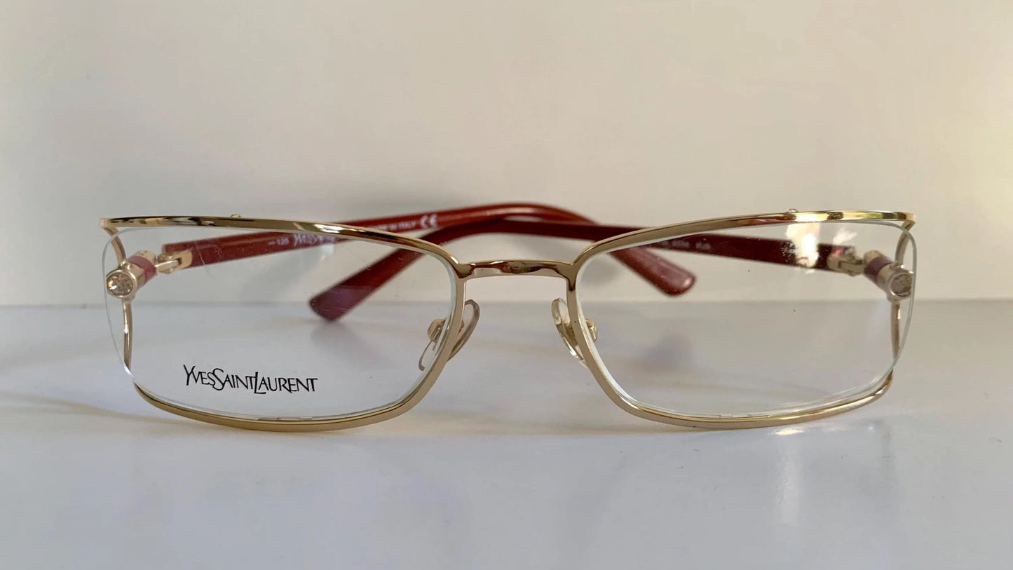 Yves Saint Laurent vintage glasses - YSL 80s golden frames with strass