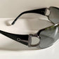 Gucci 90s vintage sunglasses - black and silver wrap frame with Strass Horsebit logo