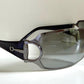 Gucci 90s vintage sunglasses - black and silver wrap frame with Strass Horsebit logo