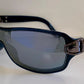 Gucci 90s vintage sunglasses - blue mirrored shield frame with buckle logos