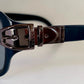 Gucci 90s vintage sunglasses - blue mirrored shield frame with buckle logos