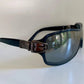 Gucci 90s vintage sunglasses - blue mirrored shield frame with buckle logos