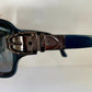 Gucci 90s vintage sunglasses - blue mirrored shield frame with buckle logos