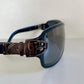Gucci 90s vintage sunglasses - blue mirrored shield frame with buckle logos