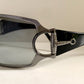 Gucci 90s vintage sunglasses - black and silver wrap frame with Strass Horsebit logo
