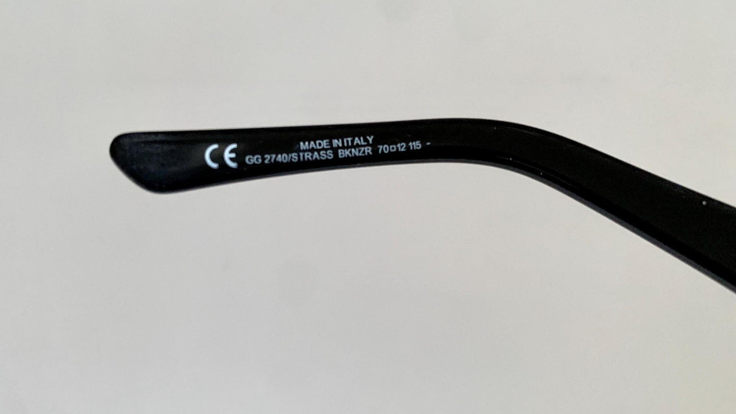 Gucci 90s vintage sunglasses - black and silver wrap frame with Strass Horsebit logo