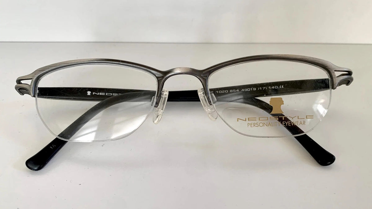 Neostyle 90s vintage frames - semi rimless brushes silver eyeglasses