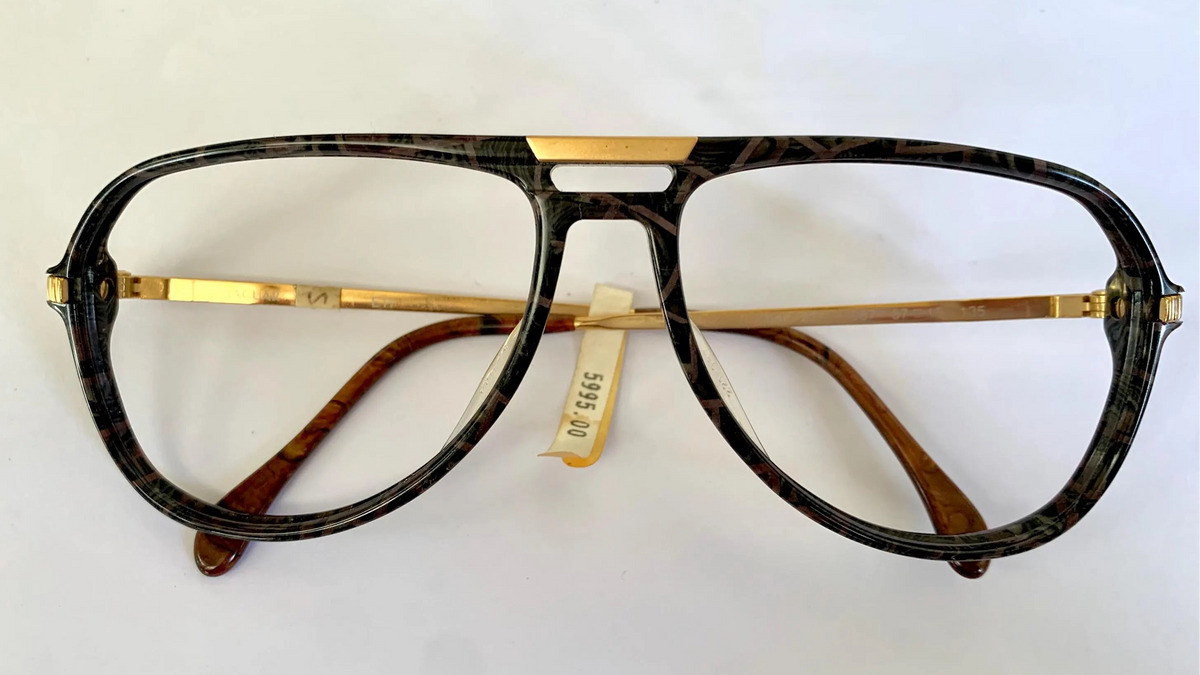 Vintage 70er Jahre XL Brille – Optyl 3502 Fassung in Grün und Gelb