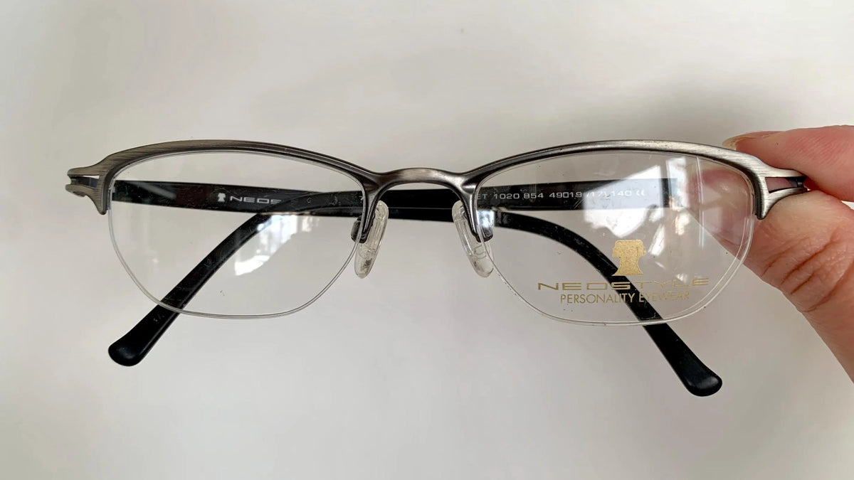 Neostyle 90s vintage frames - semi rimless brushes silver eyeglasses