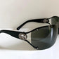 Gucci 00s vintage sunglasses - black rimless shield frame with strass logos